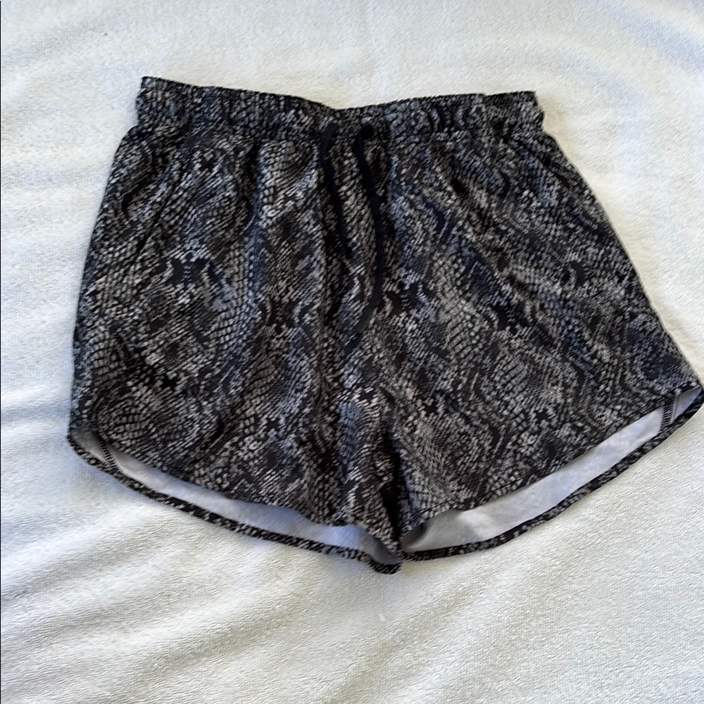 Women's Black and Gray Snake Print surf shorts